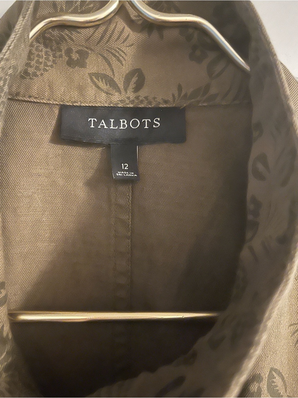 Talbots Olive Green Botanical-Print Field Jacket - Picture 4 of 4